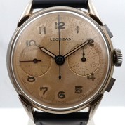 leonidas heuer vintage chronograph l48 big size nice black and cream patina 1