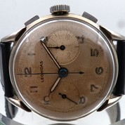 leonidas heuer vintage chronograph l48 big size nice black and cream patina 2