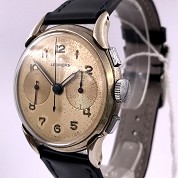 leonidas heuer vintage chronograph l48 big size nice black and cream patina 5