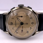 leonidas heuer vintage chronograph l48 big size nice black and cream patina 6